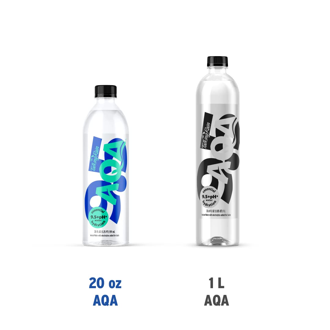 Talking Rain AQA Alkaline Ionized Bottled Water, 9.5 pH, with Electrolytes and Minerals Added for Taste, 20 fl oz Bottle (Pack o
