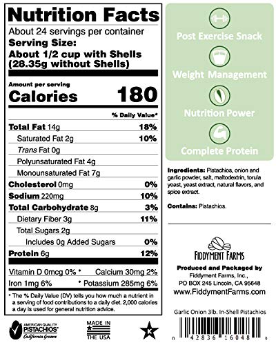 Fiddyment Farms 3Lb Garlic Onion In-Shell Pistachios