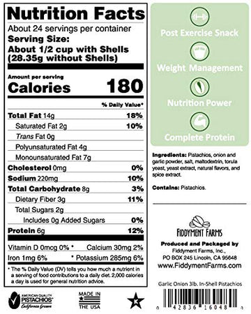 Fiddyment Farms 3Lb Garlic Onion In-Shell Pistachios