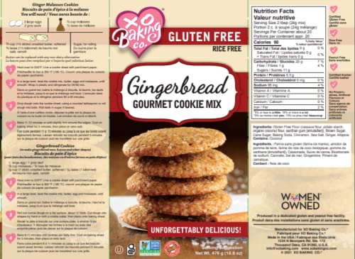 XO Baking Co. Gluten Free Gingerbread Gourmet Cookie Mix; Non-GMO; Kosher; Rice Free; Dairy Free; Soy Free; Peanut Free; No Pres