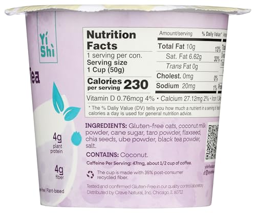 Yishi - Oatmeal Cup Taro Bubble Tea - Case Of 6 - 1.76 Ounces
