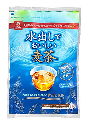 Hakubaku Mugicha Barley Tea, Caffeine-Free, 18 Cold Brew Bags, No Calories