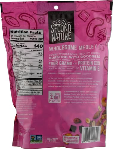 Second Nature Wholesome Medley Trail Mix - Healthy Nuts Snacks Blend - 14 oz Resealable Pouch