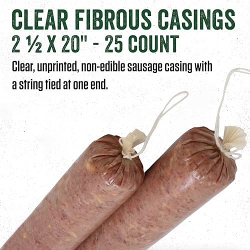 LEM Products Clear Fibrous Casings, Non-Edible Sausage Casings, 2.5 x 20 Inch, Model 124B, 25 Count Pack