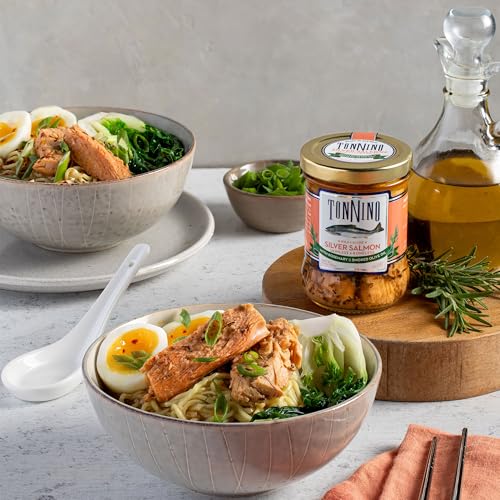 Tonnino Salmon Silver Fish in Smoked Olive Oil – Pack of 6 – 6.3 Ounces – Protein Snacks – Ready to Eat Meals
