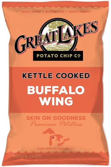 Kettle Cooked Potato Chips By Great Lakes Value Pack Bundled By Superdeals | 1.375 Oz Bag | Buffalo Wing | Pack Of 12 With Myste