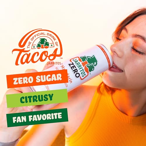 Jarritos - Mexican Soda Soft Drinks  Mandarin ZERO Sugar (12 oz  355ml) 24 Cans (3 Boxes of 8) - Sugar Free - 0 Calories  0g Fat - Made in Mexico - Natural Flavor Soda Pop - Party & BBQ Beverages