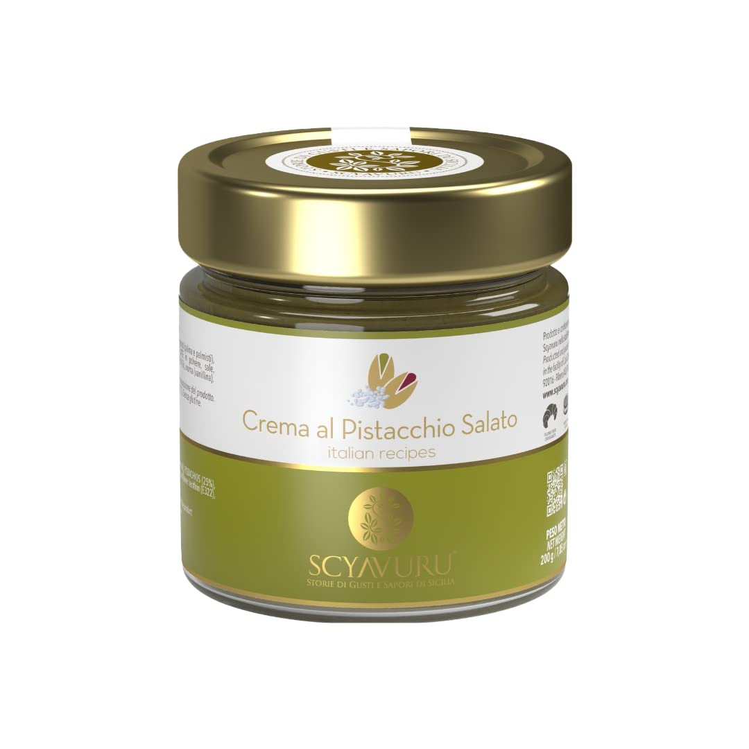 Scyavuru Salty Sicilian Pistachio Cream | Premium Quality Spreadable Pistachio Cream Imported from Italy | 7.05oz (200g) (Pack o