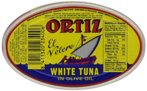 Ortiz White Tuna in Olive Oil, Fresh Tender Slices, Spanish Wild Caught Tuna, High in Protein and Omega 3 Fats, Excellent in Sal