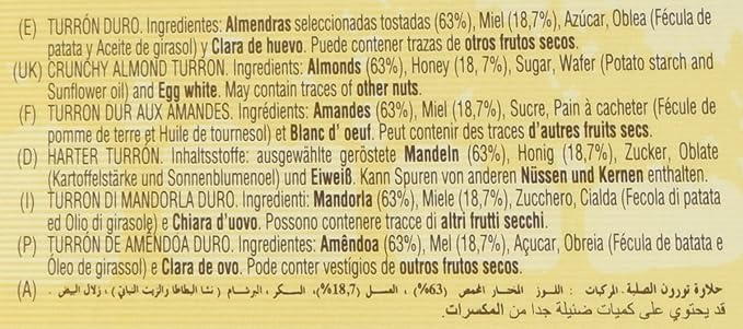 El Almendro Crunchy Almond Turron (Turron Duro) 7.05 Oz (Pack Of 6)