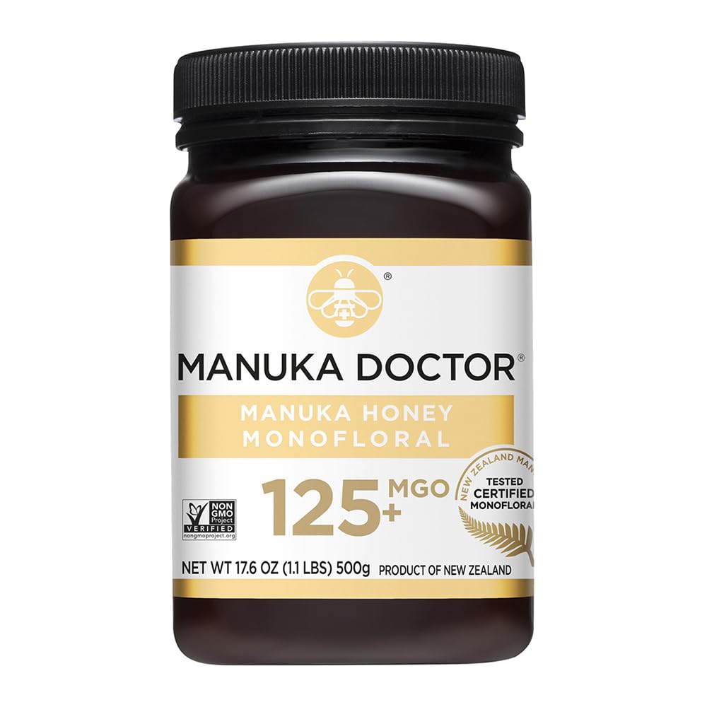 MANUKA DOCTOR - MGO 125+ Manuka Honey Monofloral, 100% Pure New Zealand Honey. Certified. Guaranteed. RAW. Non-GMO (17.6 oz)