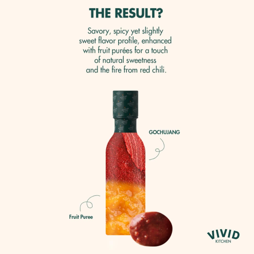 Vivid Kitchen Gochujang Sauce - Korean Fermented Chili Paste Fusion - 8.6 Oz Bottle - Authentic, Bold & Spicy Flavor - No Msg Or