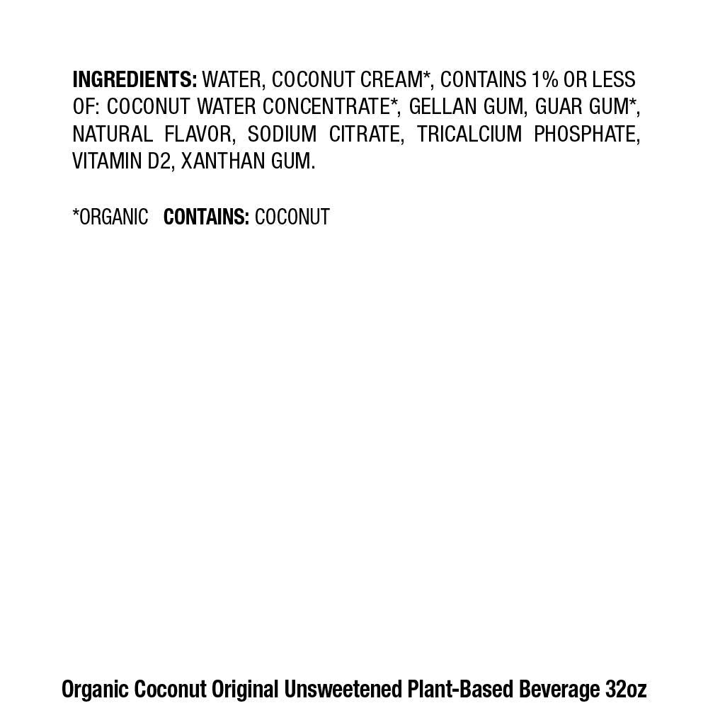 Pacific Foods Organic Unsweetened Coconut Milk, Plant Based Milk, 32 Oz Carton (12 Pack)