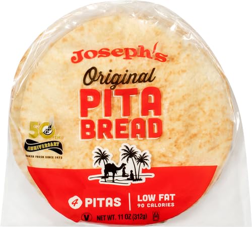 Josephs Original White Pita Bread, 1-Pack, Fresh Baked (4 Pitas per Pack, 11Oz.)