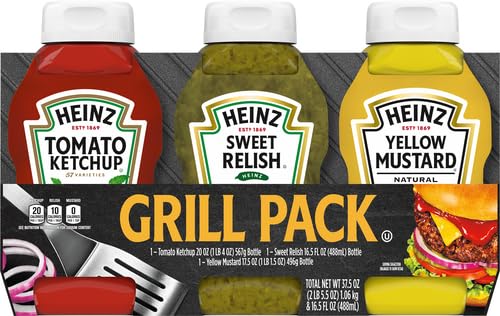 Heinz Tomato Ketchup, Relish, and Mustard Picnic Pack, 3 Count (Pack of 2)