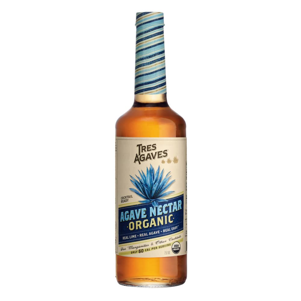 Tres Agaves Organic Agave Nectar - 100% Blue Agave Sweetener, Vegan, Gluten-Free, 750mL Bottle