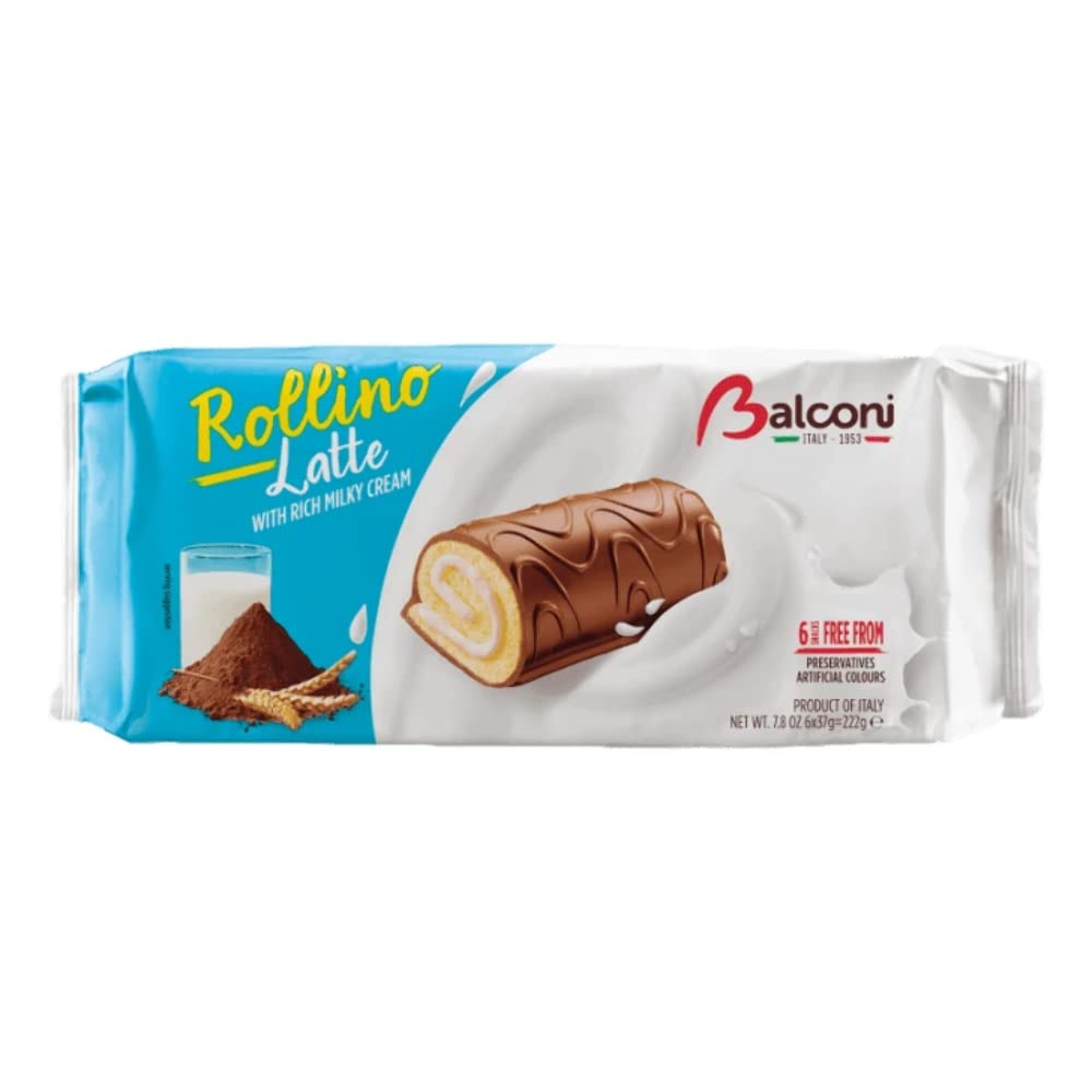 Balconi Rollino Milk Cream Fill - Medium Size, Creamy Filling, Delicious Snack Treat