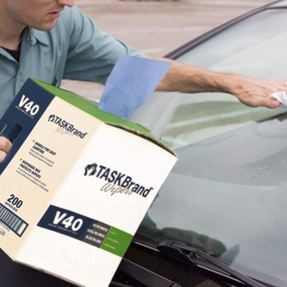 Taskbrand N-V040Cgb Blue V40 Value Series Center Pull Wiper Sheets, All-Purpose Disposable Cleaning Towels, 10 X 12 Inches, Blue