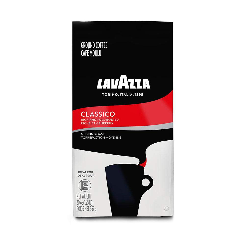 Lavazza Classico Ground Coffee Blend, Medium Roast, Authentic Italian, Blended And Roasted In Italy, Non Gmo, Value Pack, A Full Bodied With Rich Flavor And Notes Of Dried Fruit, 20 Ounce