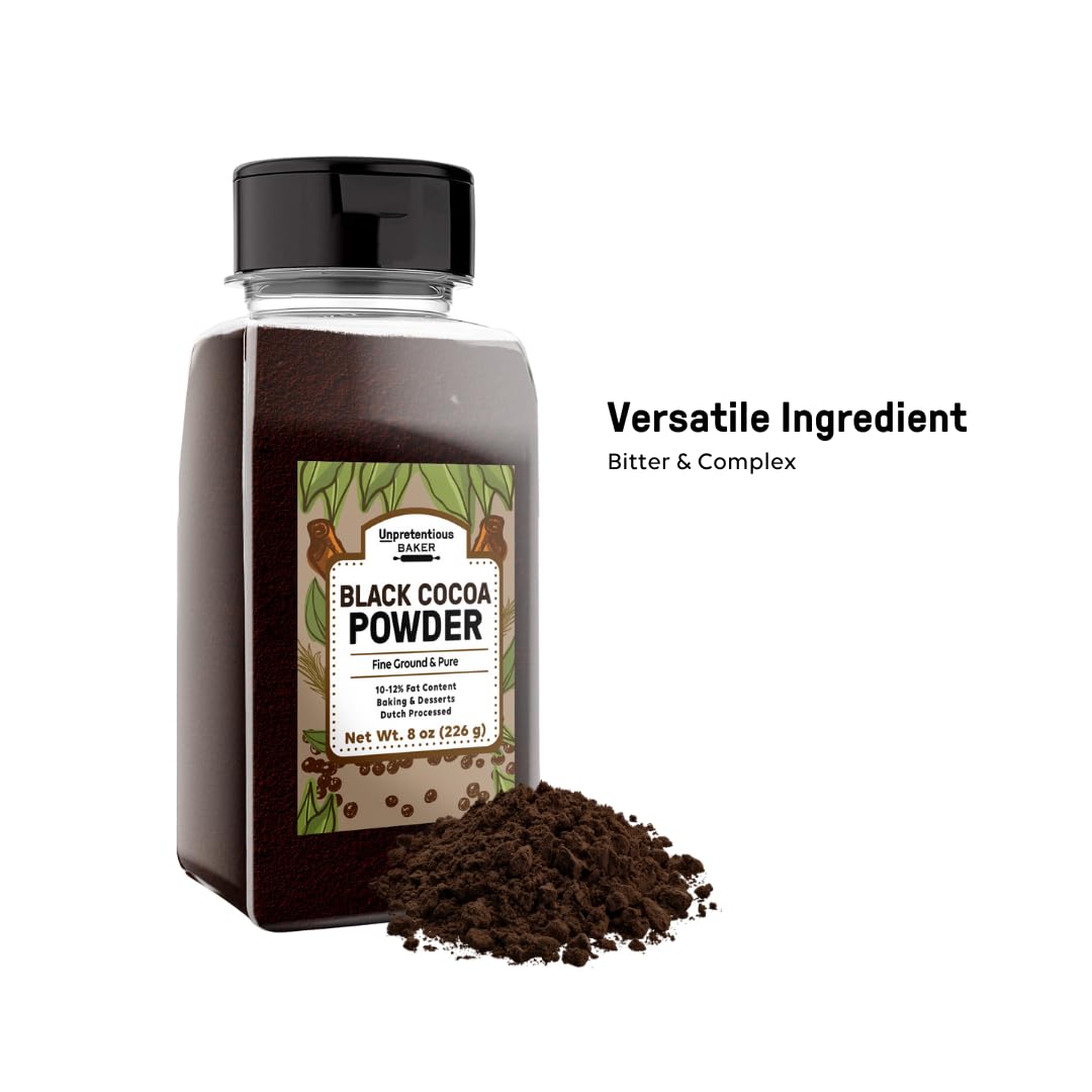 Unpretentious Black Cocoa Powder, Dutch Processed, Cookies & Cakes, Rich & Decadent (8 Ounce)