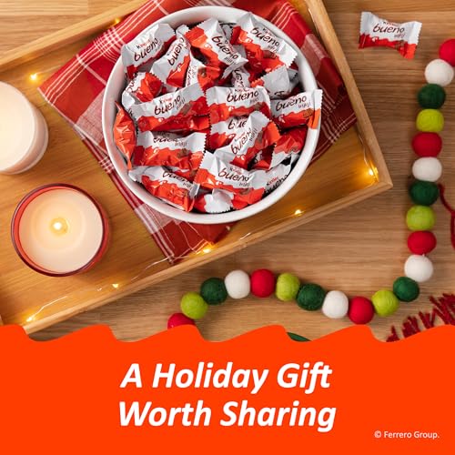 Kinder Bueno Mini, Crispy Creamy Chocolate Bites with Hazelnut Cream, Milk chocolate, Individually Wrapped,Family Pack, 9.5 oz