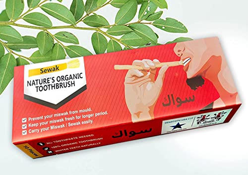 Sewak Miswak Sticks For Teeth Natural Toothbrush | ????? | Siwak Organic Wooden Tooth Brush Oral Teeth Whitener | Vacuum Sealed 