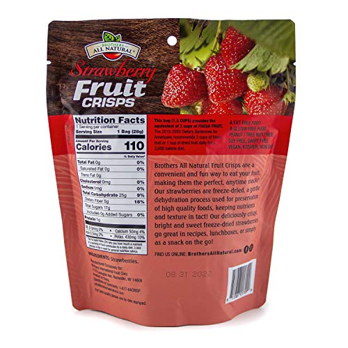 Brothers All Natural Freeze Dried Fruit Crisps, Strawberry, 1 Oz (Pack of 8), Made with 100% Fruit, Gluten Free, Soy Free, Vegan