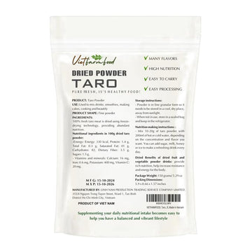 Taro Powder 5.29 Oz (150G) Vietfarmfood: Freeze-Dried Extracted From 100% Pure, Sugar-Free. Used To Mix Mixed Drinks Fresh Fruit