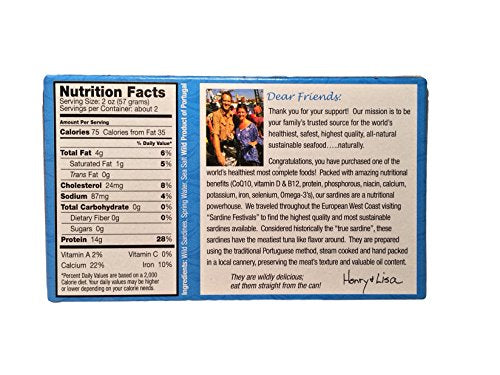 Henry & Lisas Natural Seafood Wild Sardines In Spring Water 4.25 Ounce (Pack Of 12)