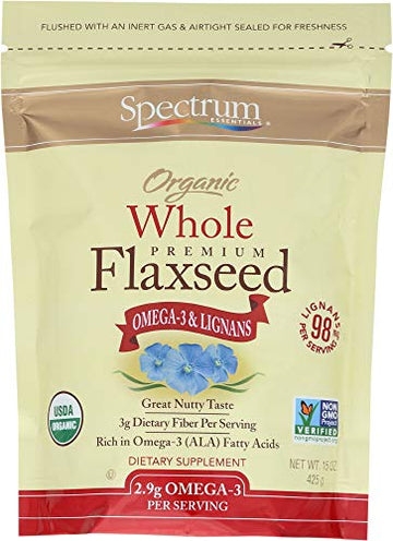 Spectrum Essential Flaxseed Organic Whole 15 Ounce (2 Pack)