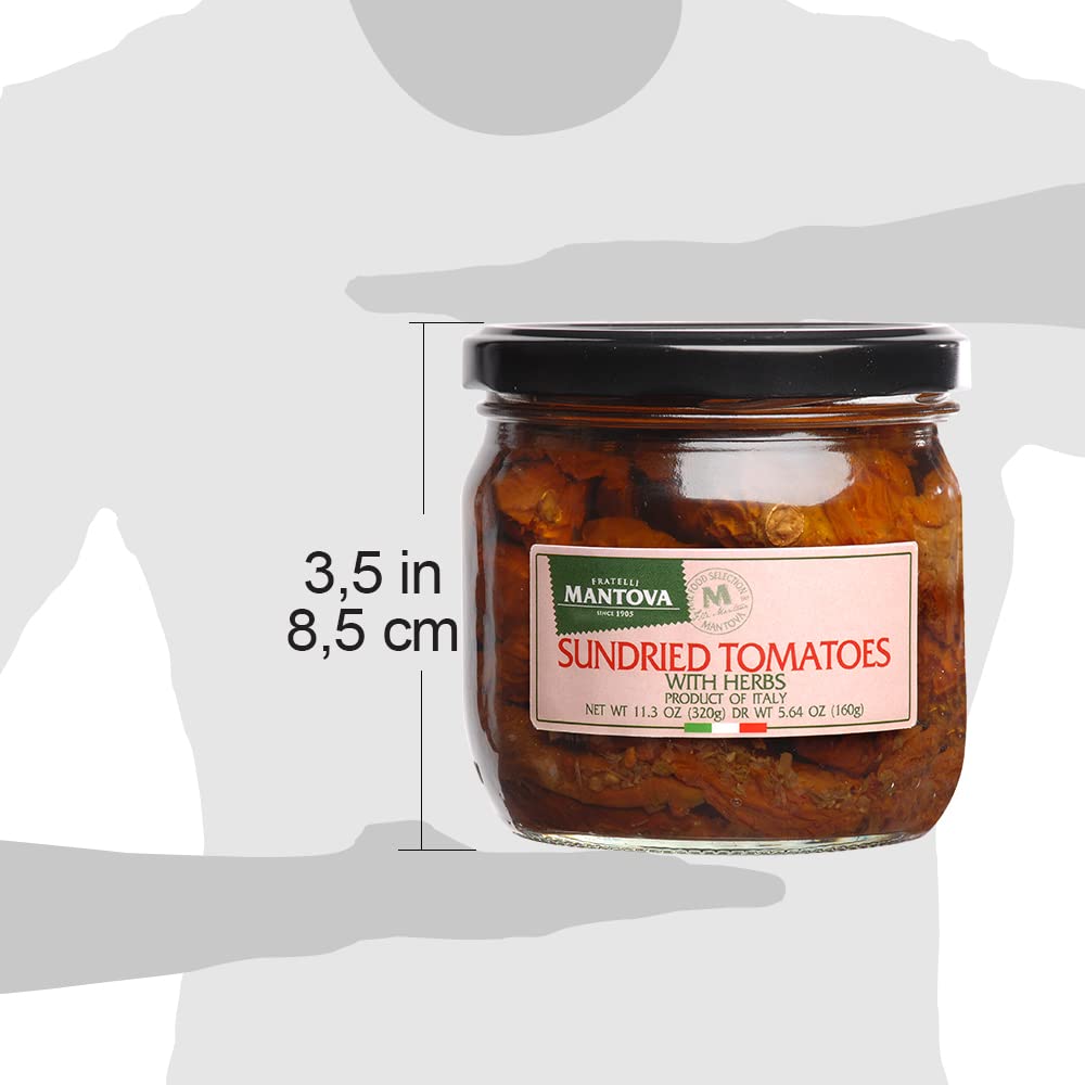 Mantova Sun-Dried Tomatoes, 11.3 Oz. (Pack Of 2), Product Of Italy, All-Natural, Sun-Dried Tomatoes, Vegan-Friendly, Non-Gmo, No