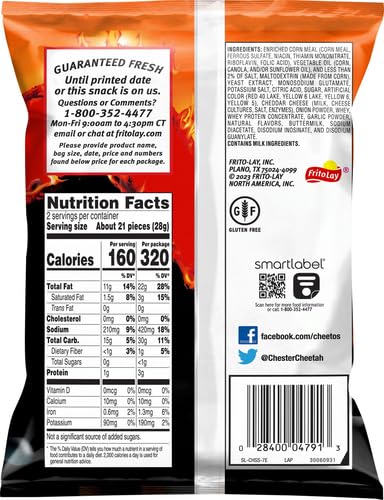 Cheetos Flamin' Hot Crunchy 2.0 Oz (Pack Of 5)