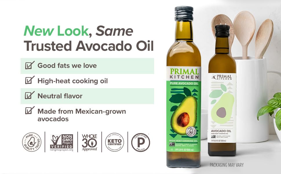 Primal Kitchen Avocado Oil, Whole30 Approved, Certified Paleo, and Keto Certified, 16.9 Fluid Ounces