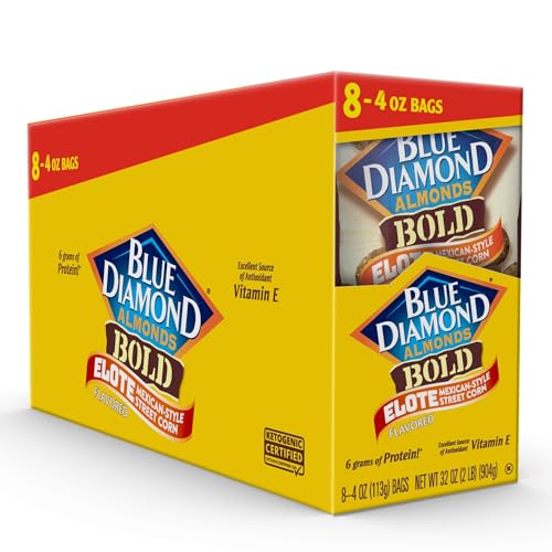 Blue Diamond Almonds BOLD Elote Flavored Snack Nuts, 4oz Shareable Size, Pack of 8