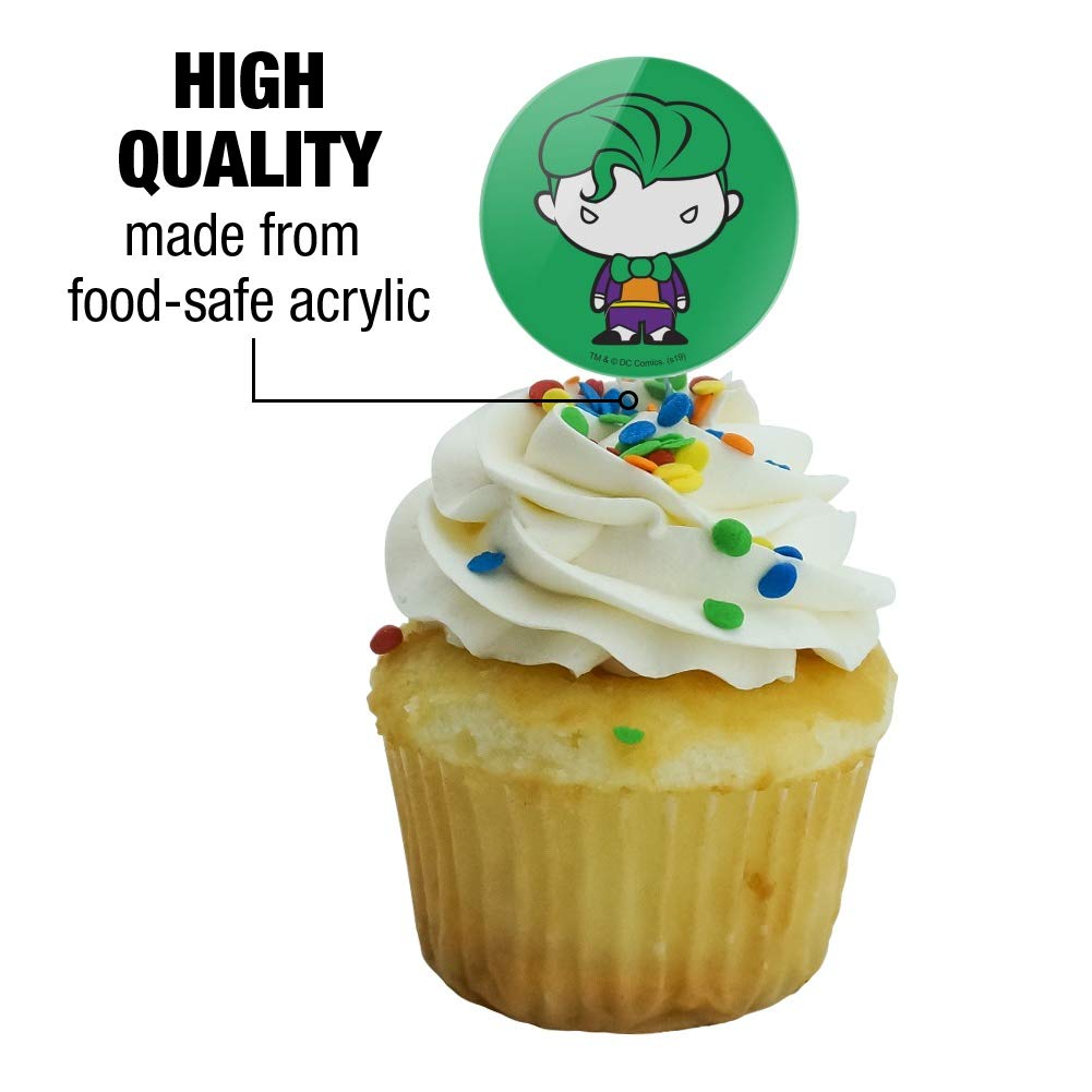 GRAPHICS & MORE Batman Joker Cute Chibi Cupcake Picks Toppers Set of 6, Multi, Acrylic, One Size