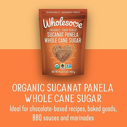Wholesome Sweeteners 16-Ounce Organic Sucanat Panela Whole Cane Sugar, Fair Trade, Non-Gmo Project Verified, Gluten Free & Vegan For Baking, Sprinkling And More, 1 Pack