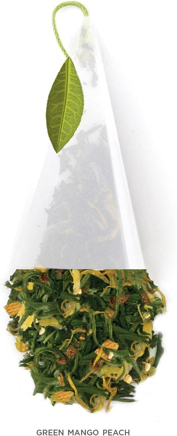 Tea Forte Green Mango Peach Premium Organic Caffeinated Green Tea Blend Event Box, Bulk Pack 40 Count, 10 Per Tray Individually