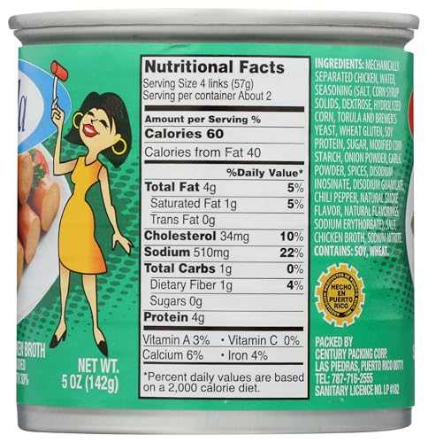 Carmela Chicken Vienna Sausage In Chicken Broth, Natural Smoke Flavor, 5 Ounce Can (24 Pack)