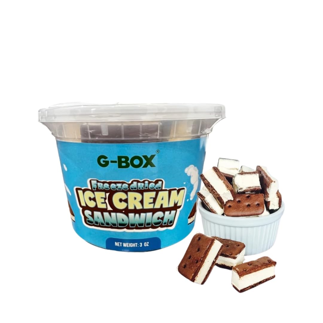 G-BOX Freeze Dried Ice Cream Sandwiches (Vanilla, 3 OZ) | Freeze Dried Camping Food, NASA Space Dessert, Halloween Candy, Perfec