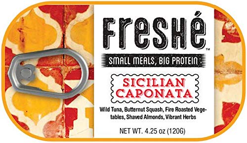 Fresh   Gourmet Canned Tuna (Sicilian Caponata, 10 pack of 4.25 oz. tin) Freshly Packaged Skipjack Tuna Fish - Sustainably Caugh