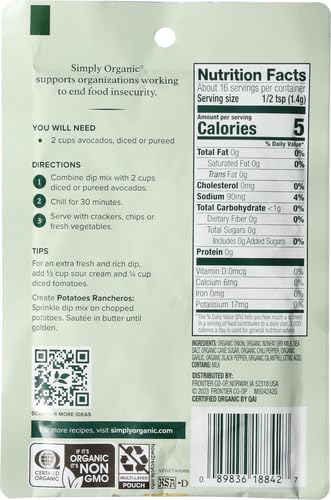 Simply Organic Dip Mix Guacamole Org