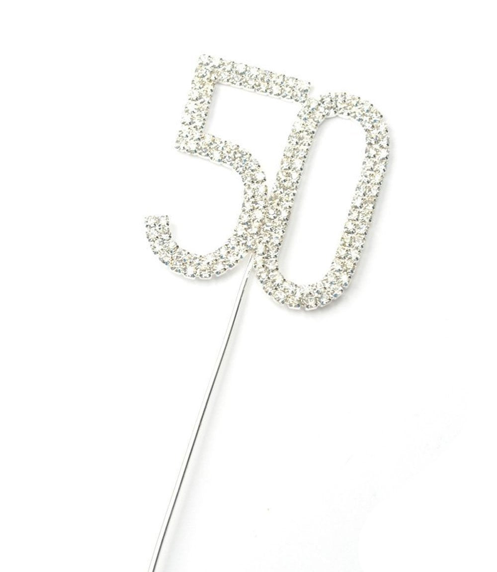 Yueton Rhinestone Crystal Number 50 Birthday Wedding 50Th Anniversary Cake Topper Cake Decor Accessories
