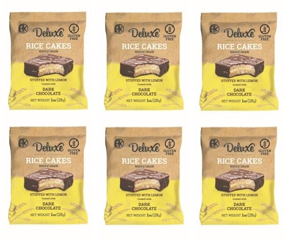 Deluxe & Bla Bla Delicious Crispy Rice Cake Sandwichs Filled With Lemon and Coated with Dark Chocolate (Alfajor) Kosher Certifie