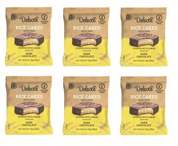 Deluxe & Bla Bla Delicious Crispy Rice Cake Sandwichs Filled With Lemon and Coated with Dark Chocolate (Alfajor) Kosher Certifie