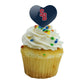 GRAPHICS & MORE Cupcake Picks Set of 6, Acrylic, Stony Brook University Heart Logo