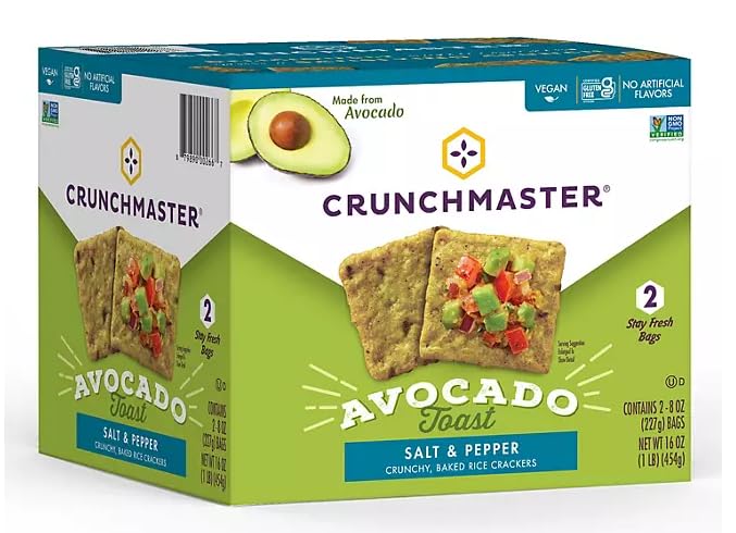 2 Boxes Of Crunchmaster Avocado Toast Breakers With Salt And Pepper  16 Oz Each. (Special Release)