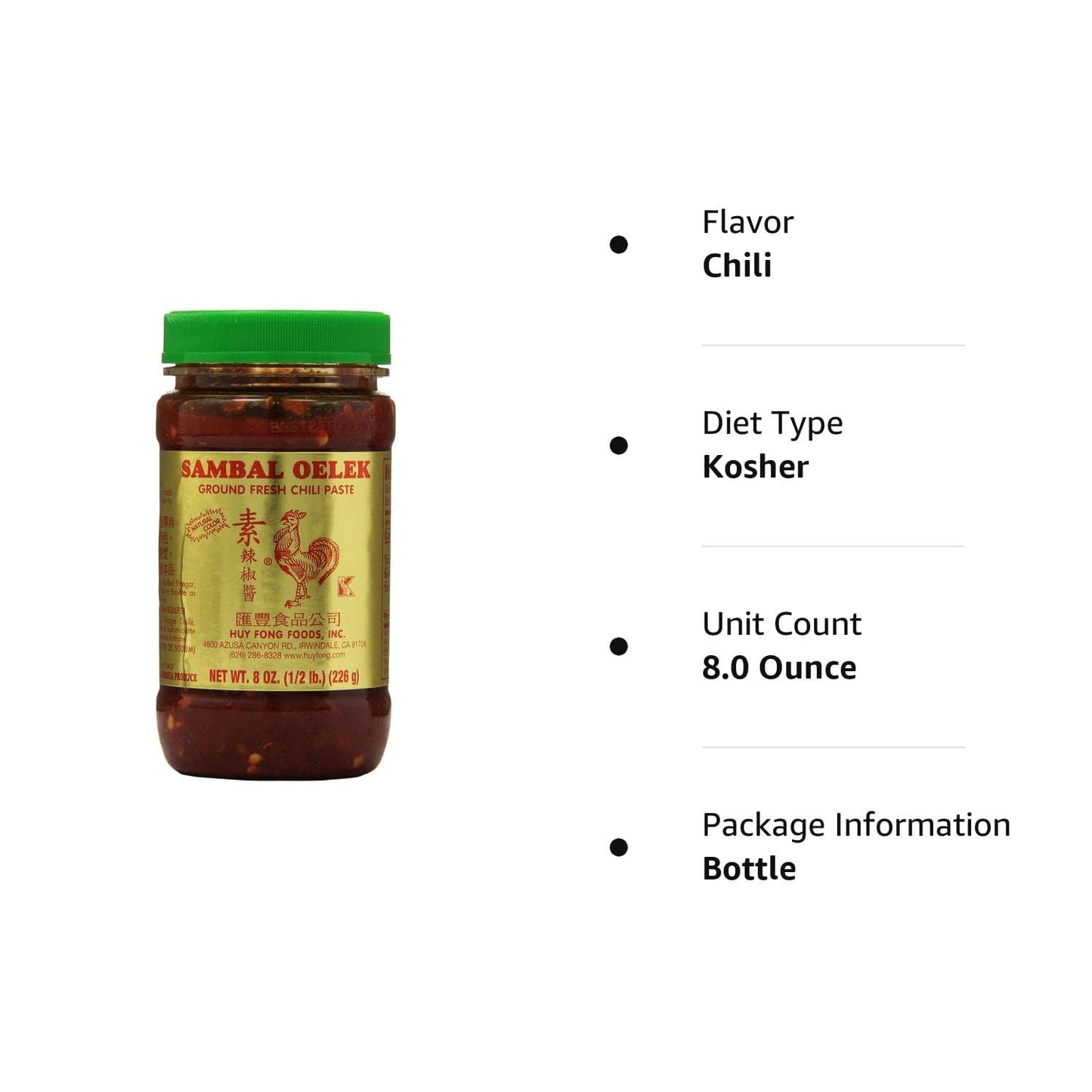Huy Fong Sambal Oelek Ground Fresh Chili Paste 8 Oz - Authentic, Versatile, And Spicy Asian Sauce For Cooking And Condiments (1