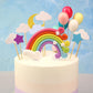 Blingabc Rainbow Cloud Cake Topper, 15Pcs Colorful Rainbow Soft Pottery Cake Toppers Set With Colorful Balls Cloud Moon Stars Ca