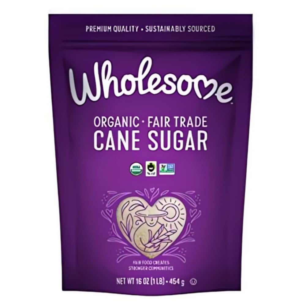 Wholesome Sweeteners Organic Cane Sugar 16-Ounce, Fair Trade, Non-GMO, Gluten Free, Vegan, Pack of 12, White
