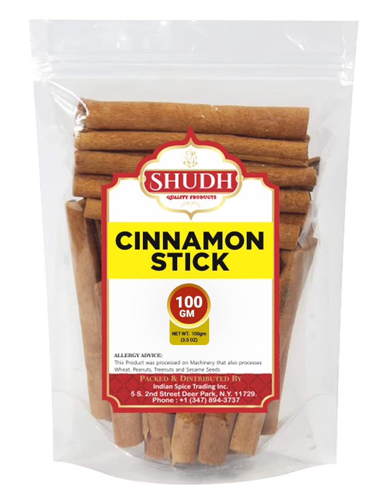 Shudh Cinnamon Sticks 100Gm (3.5 Oz) | Cassia Cinnamon | Canela | Perfect For Baking, Cooking & Beverages & Oatmeal| 2 3/4'' Len